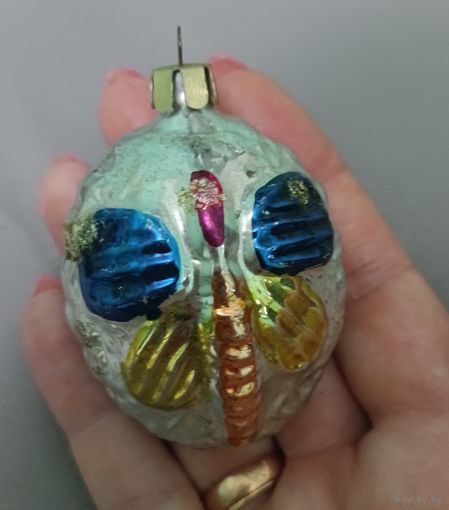 Ёлочная игрушка, стекло, стрекоза