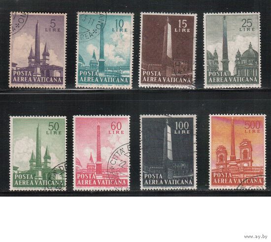 Ватикан-1959,(Мих.317-326)   гаш. ,  Церкви, Архитектура , 8 марок