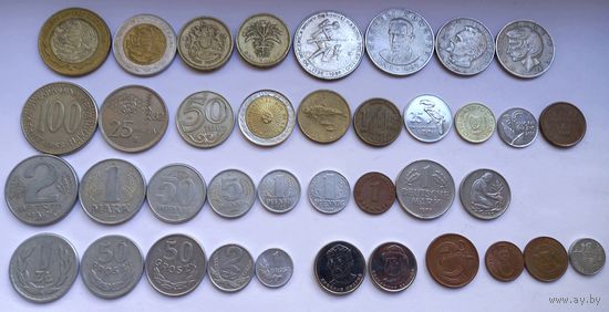 Монеты Иностранные 38 штук