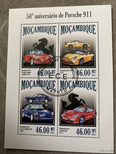 Мозамбик 2013. Автомобили Porsche 911. Малый лист