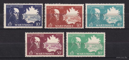 34.FrK. Франция. Колонии. Мартиника. Виктор Шельхер. 1945 г.  Mi.##207-210/213.