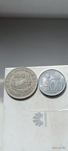 100 рупий Индонезия. Лот состоит из 2-х монет. Монеты не чищены. 810