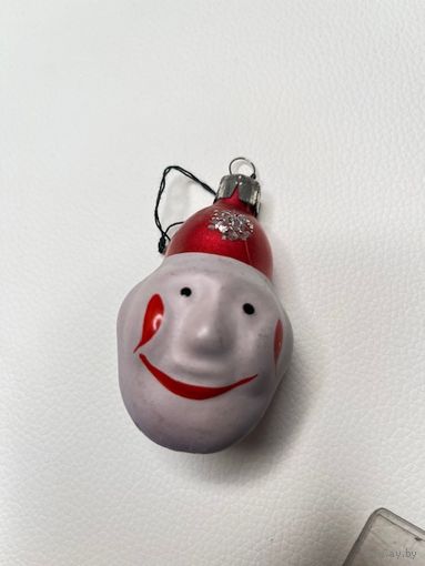 Елочная игрушка, голова клоуна.