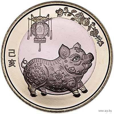 Китай 10 юань, 2019 Год свиньи UNC