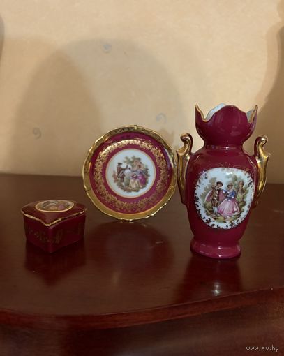Набор миниатюр Ваза шкатулка Лимож Фрагонар Бордо Франция виниаж