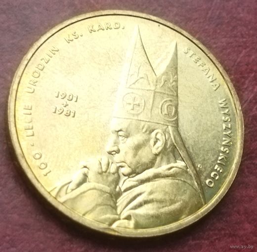 Польша 2 злотых, 2001 100 лет со дня рождения Стефана Вышинского
