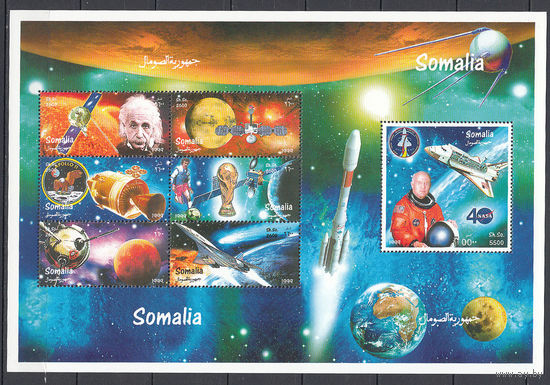 Космос. Сомали. 1999. Коллективный блок. Lollini N 10050 SOI 1/7 D (46,0 d).