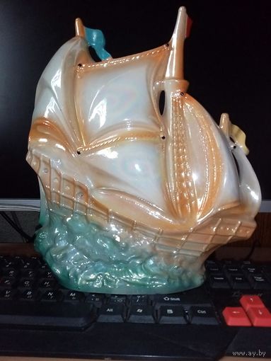 Лампа ГДР Парусник фрегат корабль каравелла светильник