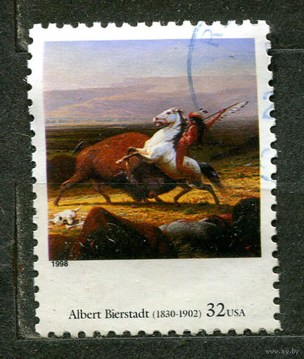 Живопись. Альберт Бирштадт "Последний бизон". США. 1998. Полная серия 1 марка