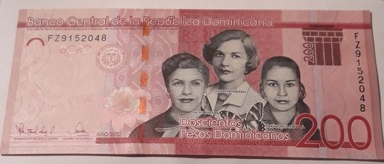 200 песо Доминиканская республика 2022 UNC