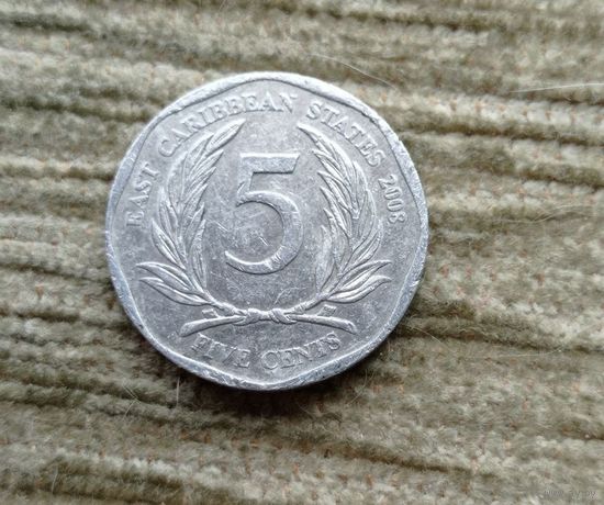 Werty71 Карибские острова 5 центов 2008 Елизавета 2 Карибы