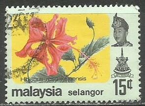 Малайские штаты(Селангор). Цветы. Гибискус. 1971г. Mi#116.