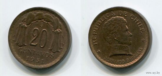 Чили. 20 сентаво (1951, XF)