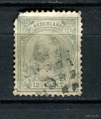 Нидерланды - 1891-1894 - Королева Вильгельмина 12 1/2С - (есть тонкое место ) - 1 марка. Гашеная.  (Лот 51CJ)