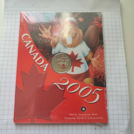 25 центов  Канады 2005 года .День Канады. Цветное покрытие. Тираж 57,403 экз.