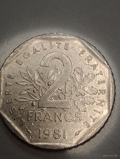 Франция 2 франка 1981 года .