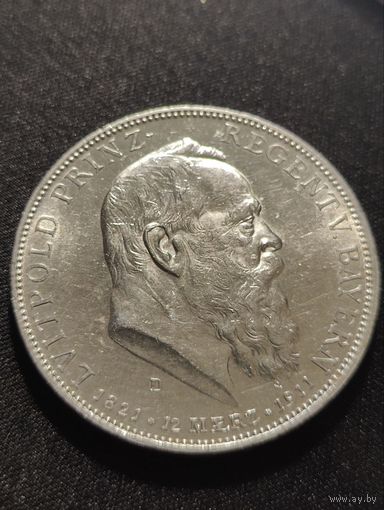 Германия. Бавария. 5 марок 1911 D