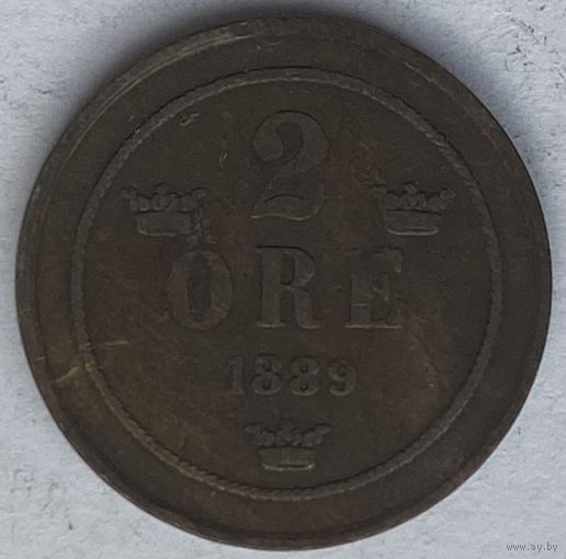Швеция 2 эре 1889 г.