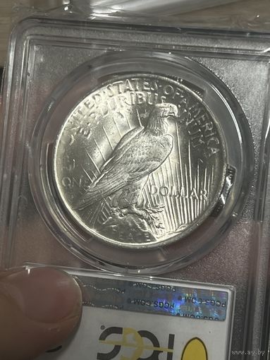 Доллар 1923 UNC MS 63 pcgs яркий шб! Супер красивый !
