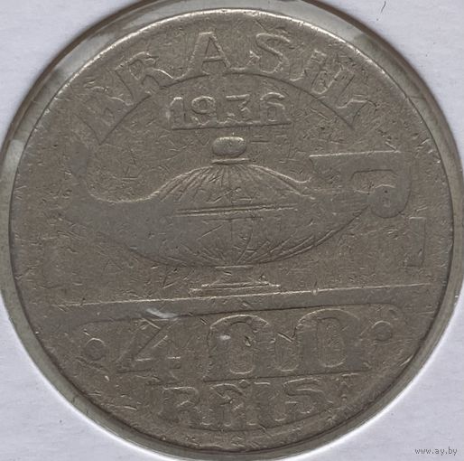 Бразилия 400 реалов 1936 г. В холдере