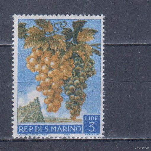 [2209] Сан-Марино 1958. Флора.Плоды.Ягоды.Фрукты.Виноград на почтовых марках.3 л. MNH
