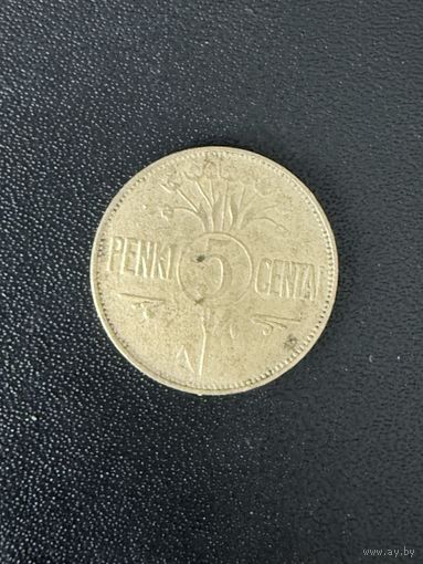 5 центов 1925 года. Хорошее состояние. С 1 рубля