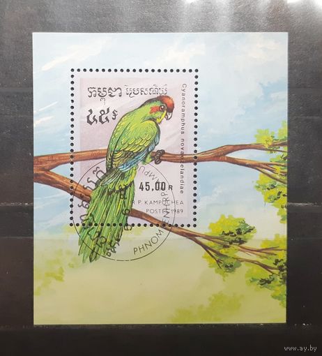 Камбоджа. 1989 год. Фауна. Птицы. Блок (366)