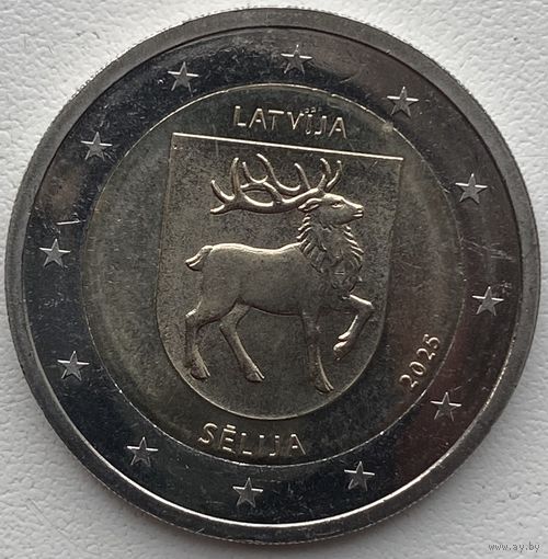 Латвия 2 евро 2025 г. Исторические области Латвии. Селия