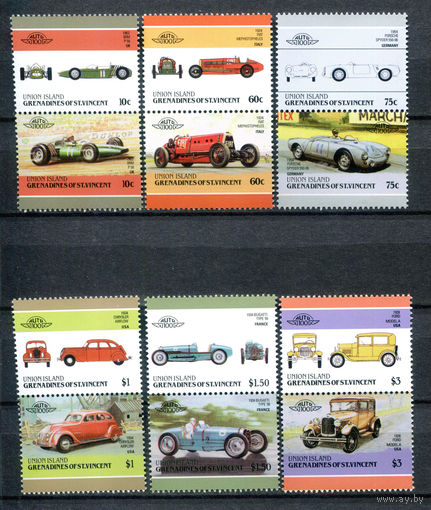 Сент Винсент - 1986г. - Автомобили - полная серия, MNH [Mi 176-187] - 12 марок - 6 сцепок