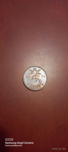 Нидерланды, 5 центов 1971.