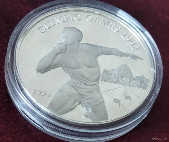 Серебро 0.925! Самоа 10 тала, 1991 XXV летние Олимпийские Игры, Барселона 1992 - Толкание ядра