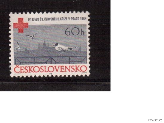 Чехословакия-1964,(Мих.1481) , ** , Красный Крест, Птицы