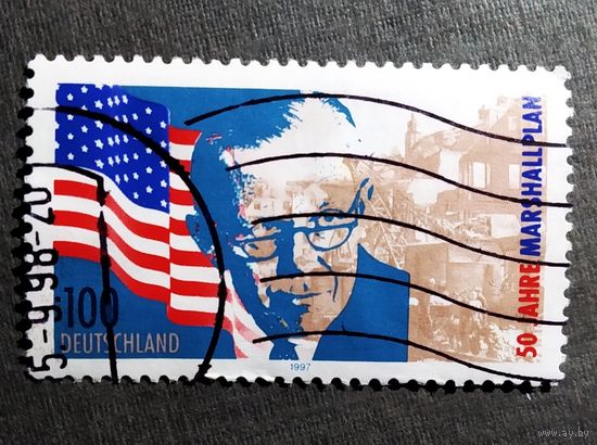 Марка Германия 1997 год 100 лет плану Маршалла