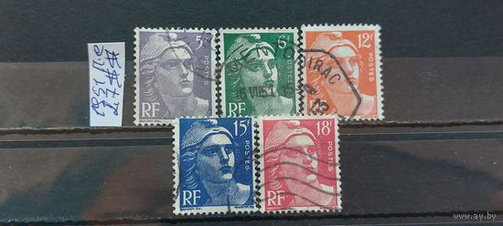 РАСПРОДАЖА ФРАНЦИЯ 1951г. Полная серия. Гаш.