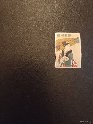 Живопись. Женщина под дождем. Япония. 1958