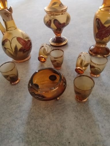 Комплект из Чешского стекла BOHEMIA с лепниной