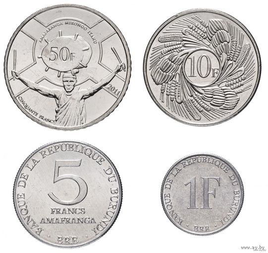 Бурунди набор 4 монеты 1980-2011 UNC