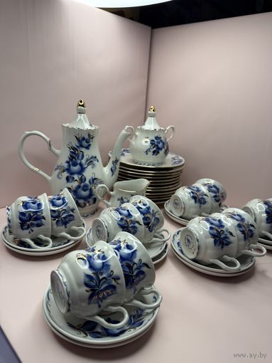 СЕРВИЗ ЧАЙНЫЙ ТАТЬЯНА ДОБРУШ ДОБРУШСКИЙ 12 ПЕРС 39 ПРЕДМЕТОВ КОБАЛЬТ