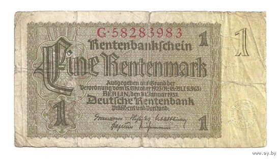 Германия 1 рентенмарка 1937 г.
