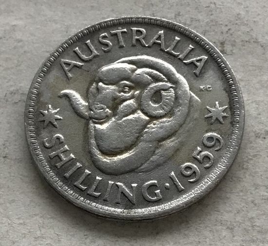 Австралия 1 шиллинг 1959 Елизавета II - серебро 0,500