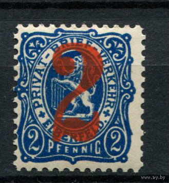 Германия - Вупперталь (B) - Местные марки - 1886 - Надпечатка 2 на 2Pf - [Mi.2] - 1 марка. MNH.  (Лот 145AR)
