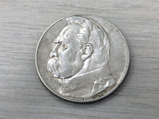 Монета 5 злотых 1936 года. Пилсудский. Польша. Серебро.