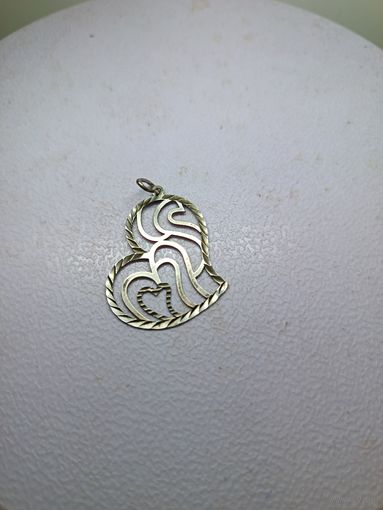 С рубля без мц. кулон подвеска "Сердце". 1гр. МЛI кокошник направо 925пр.