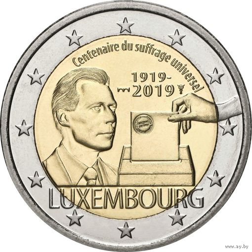 2 евро 2019 Люксембург 100 лет  избирательному праву UNC из ролла
