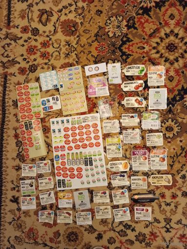 Этикетки от фруктов Нидерланды Китай Таиланд Дания