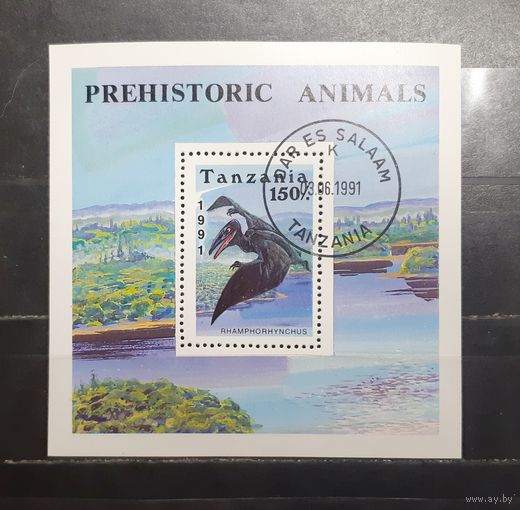 Танзания. 1991 год. Фауна. Динозавры (блок) (1213)