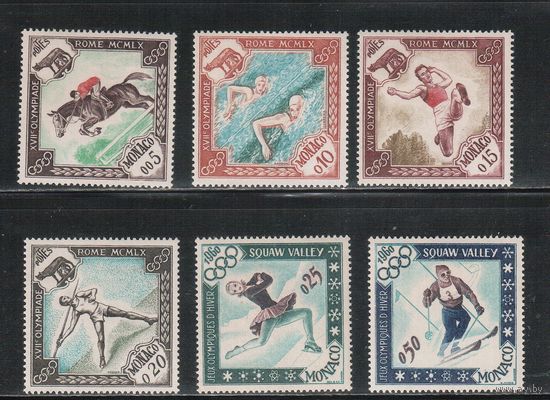 Монако-1960,(Мих.629-634)  ,  **  , Спорт,  ОИ-1960(полная серия)