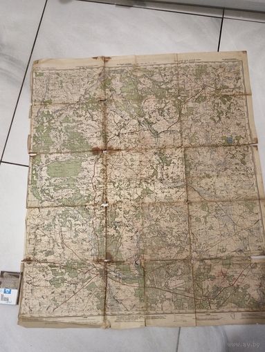 Карта РККА, 1943 г. Генерального штаба. Слоним, Дятлово, Новогрудок и др.