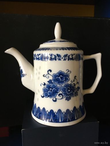 Заварочный чайник, бело-синий рисовый фарфор, состояние, шедевр