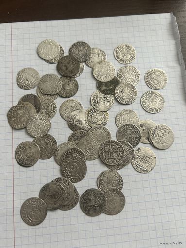 1/24 таллера первой половины 17 века (50 штук). Полтораки и немного драйпелькеров.